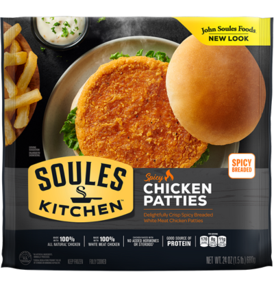 Soules Kitchen Spicy Chicken Patties Packaging